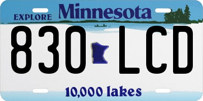 MN license plate 830LCD