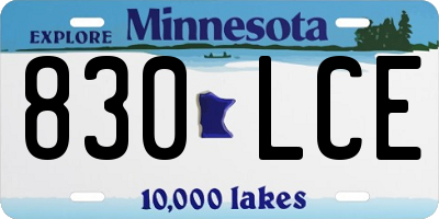 MN license plate 830LCE