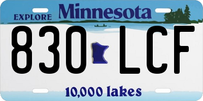MN license plate 830LCF