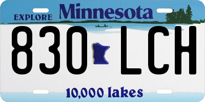 MN license plate 830LCH