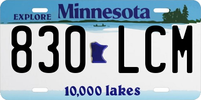 MN license plate 830LCM