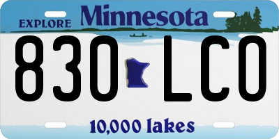 MN license plate 830LCO