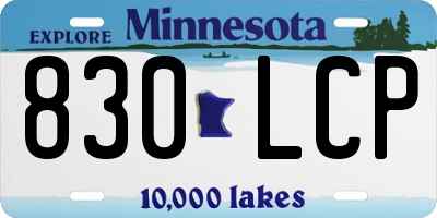 MN license plate 830LCP