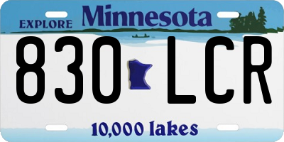 MN license plate 830LCR