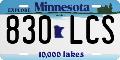 MN license plate 830LCS