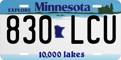 MN license plate 830LCU
