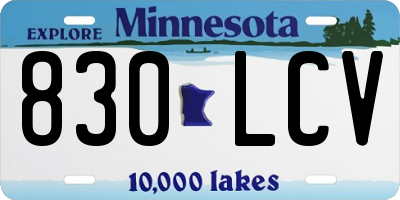 MN license plate 830LCV
