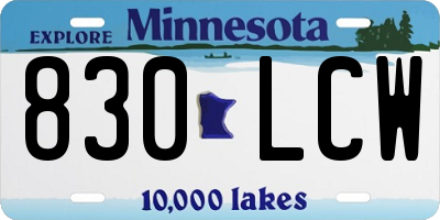 MN license plate 830LCW