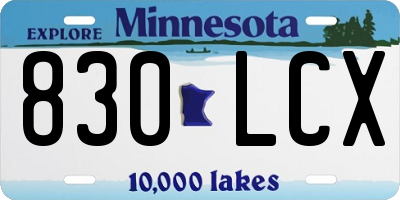 MN license plate 830LCX