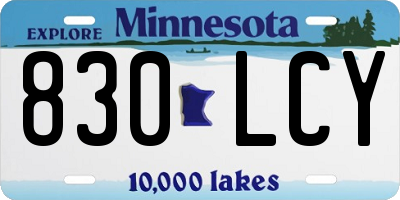 MN license plate 830LCY