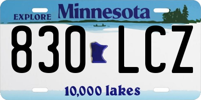 MN license plate 830LCZ