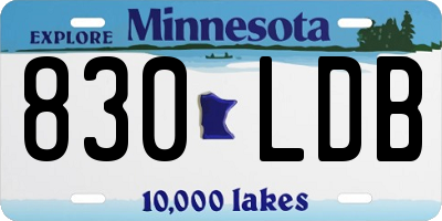 MN license plate 830LDB