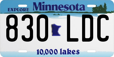 MN license plate 830LDC