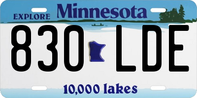 MN license plate 830LDE
