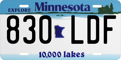 MN license plate 830LDF