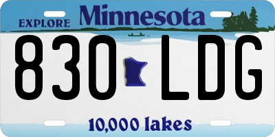 MN license plate 830LDG