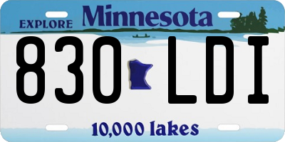 MN license plate 830LDI