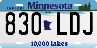 MN license plate 830LDJ