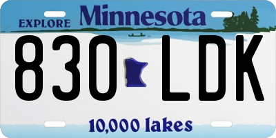 MN license plate 830LDK