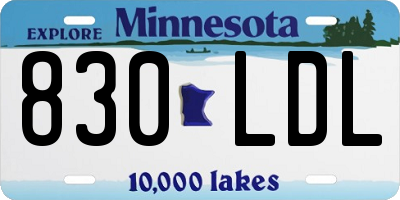 MN license plate 830LDL