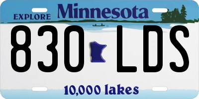 MN license plate 830LDS