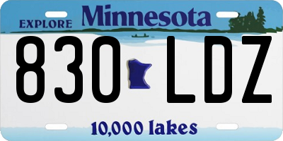 MN license plate 830LDZ