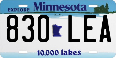 MN license plate 830LEA