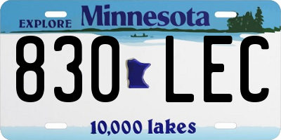 MN license plate 830LEC
