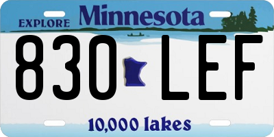 MN license plate 830LEF