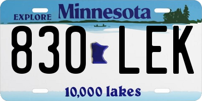 MN license plate 830LEK