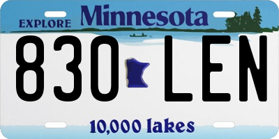 MN license plate 830LEN