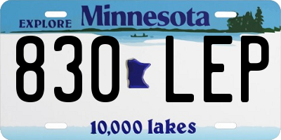 MN license plate 830LEP