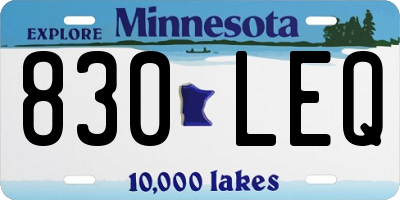 MN license plate 830LEQ
