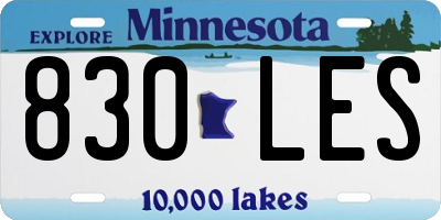 MN license plate 830LES