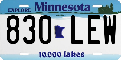 MN license plate 830LEW