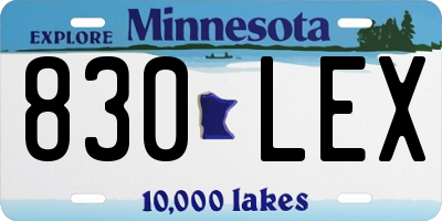 MN license plate 830LEX