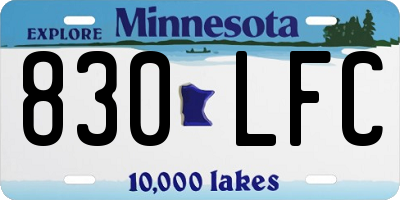 MN license plate 830LFC