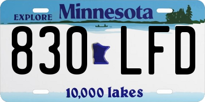 MN license plate 830LFD