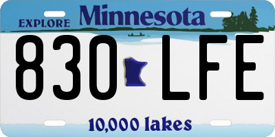 MN license plate 830LFE