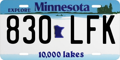 MN license plate 830LFK