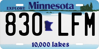 MN license plate 830LFM