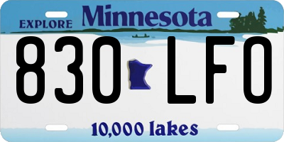 MN license plate 830LFO