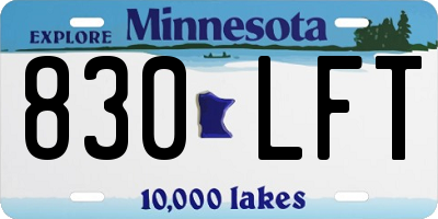 MN license plate 830LFT