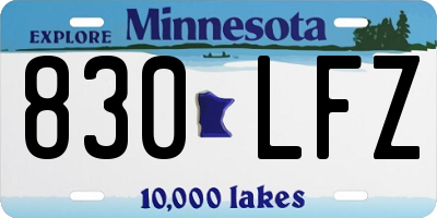 MN license plate 830LFZ