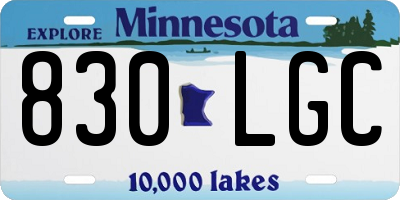 MN license plate 830LGC
