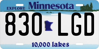 MN license plate 830LGD