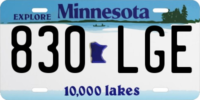 MN license plate 830LGE