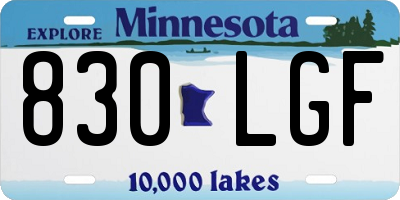 MN license plate 830LGF