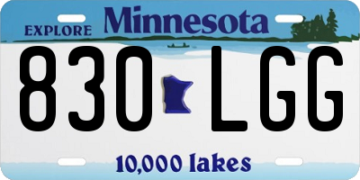 MN license plate 830LGG