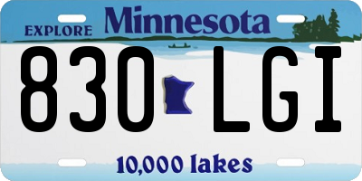 MN license plate 830LGI